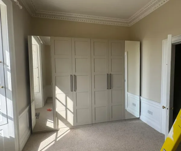 Fitted wardrobe with custom internal storage layout in Falkirk